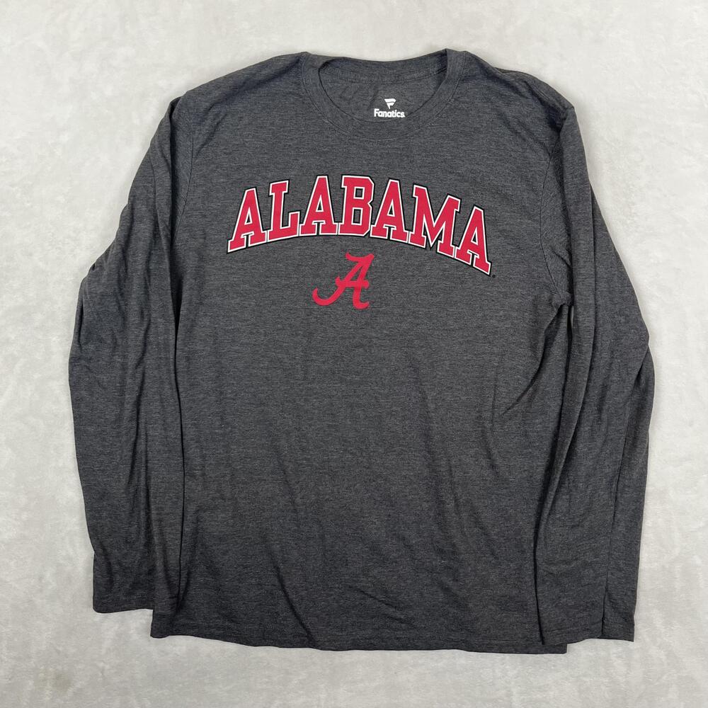 Alabama Crimson Tide Long Sleeve Shirt Mens Large Gray NCAA Football Fanatics